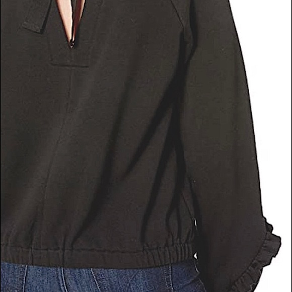 KENSIE Black Sweatshirt w/Open Back KeyHole Detail, BowTie, Ruffle Sleeve NWT Sm - Picture 7 of 8